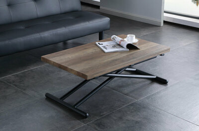 MESA CENTRO ELEVABLE Y EXTENSIBLE UP - DOWN NOGAL / NEGRO 100 x 50 CM